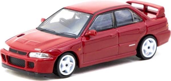 Tarmac Works 1/64 Mitsubishi Lancer Gsr Evolution Ii Red With Tarmac Cards - Image 1