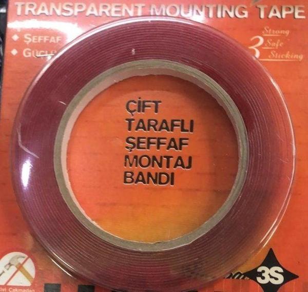 Çift Taraflı Uyumlu Şeffaf Bant 3S 1Cm X 5M / Yaba05 - Image 1