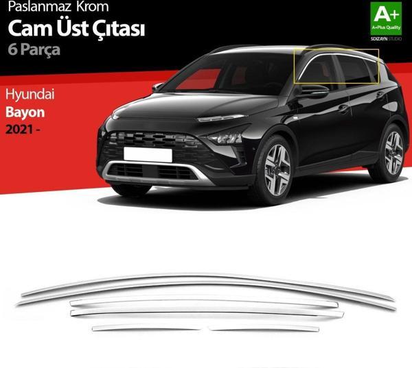 Hyundai Bayon Uyumlu Krom Cam Üst Çıtası 6 Parça. 2021 Üzeri - Image 1