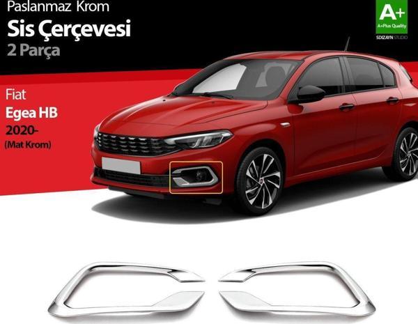 Fiat Egea Uyumlu Sedan Krom Sis Çerçevesi 2 Parça. 2020 Üzeri (Mat Krom) - Image 1