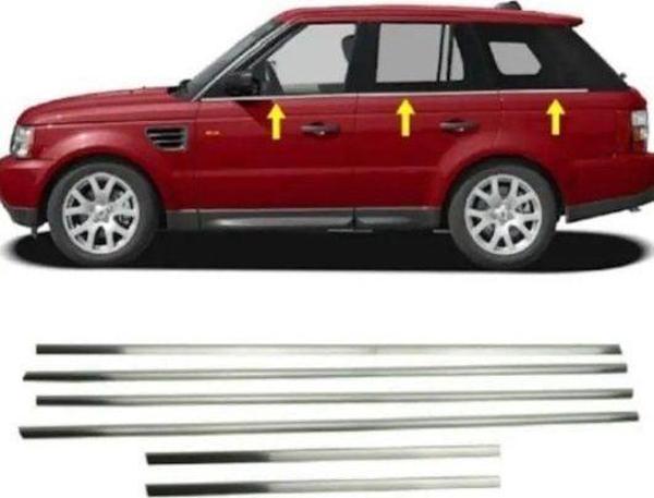 Range Rover Uyumlu Sport 2006-2012 Cam Çıtası Paslanmaz Çelik Krom 6 Parça - Image 1