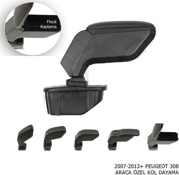 Peugeot 308 Uyumlu Kol Dayama Kolçak Siyah 2007-2013 - Image 1