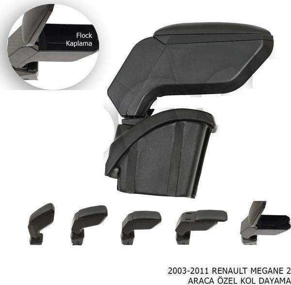 Renault Megane Uyumlu 2 Kol Dayama Kolçak Siyah 2003-2011 - Image 1