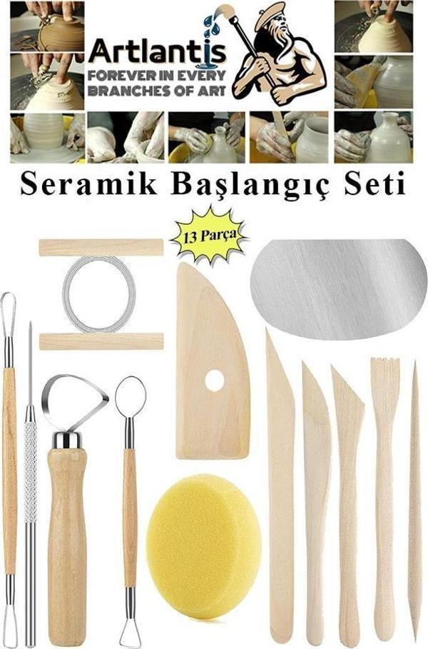 Seramik Başlangıç Seti 13 Parça 1 Paket Modelaj Modelleme Hekel Çömlek Sanatsal Ebeşuar Hobi Düzeltme - Image 1