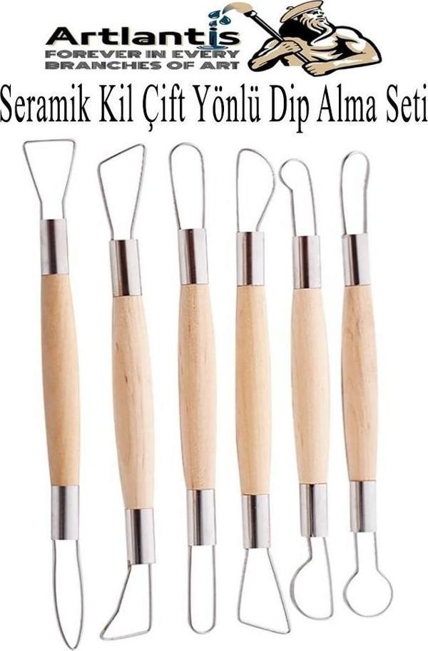 Seramik Kil Çömlek Çift Yönlü Dip Alma Seti 6 Parça 1 Paket Polimer Kil Oyma Seti Ebeşuar Yuvarlak Telli Heykel Balmumu - Image 1