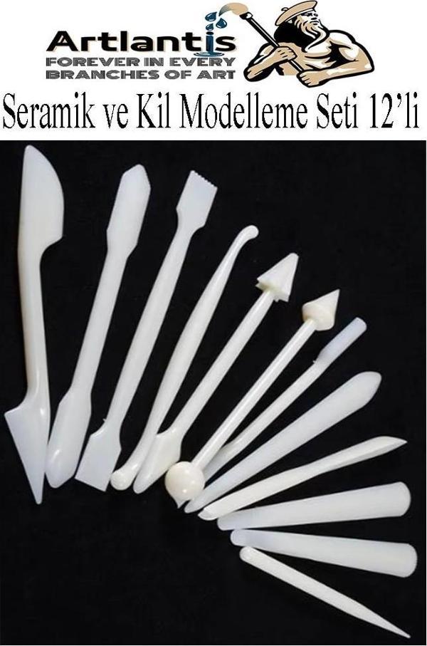 Seramik Kil Çömlek Modelleme Seti 12 Parça 1 Paket Polimer Kil Şekillendirici Modelaj Oyma Temizleme Marzipan Çiçek - Image 1
