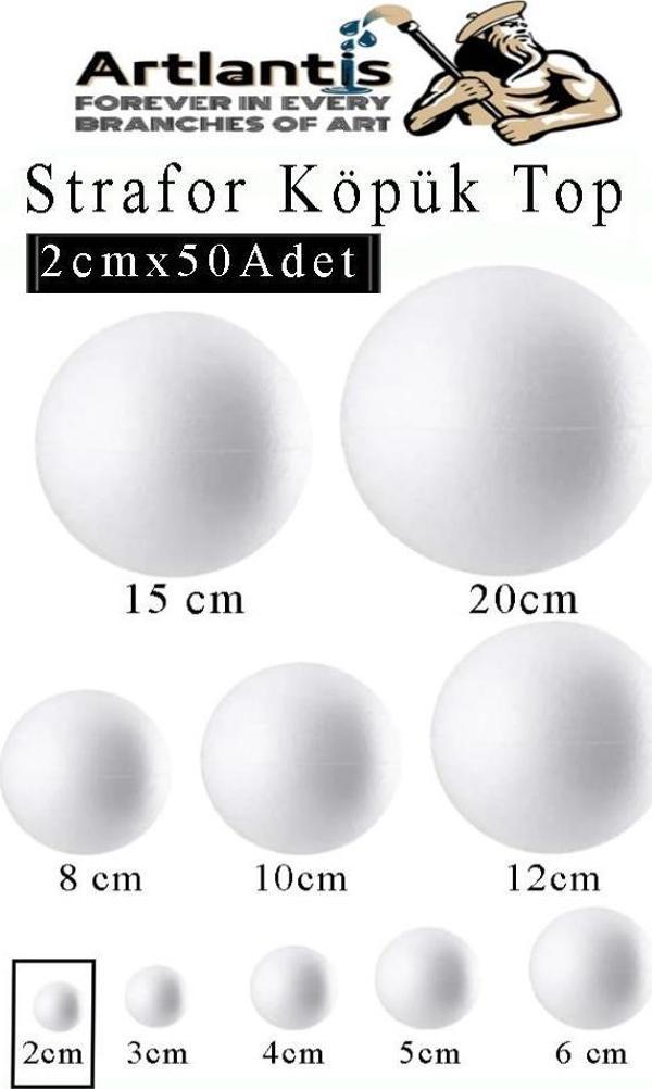 Strafor Köpük Top 2 cm 50 Adet Köpük Top Küre Toplar Yuvarlak Strafor Köpük Top Okul Deney Hobi Sanat - Image 1