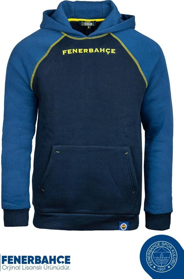 Fenerbahçe Orijinal Lisanslı Kapüşonlu Mavi Erkek Sweat - Image 1