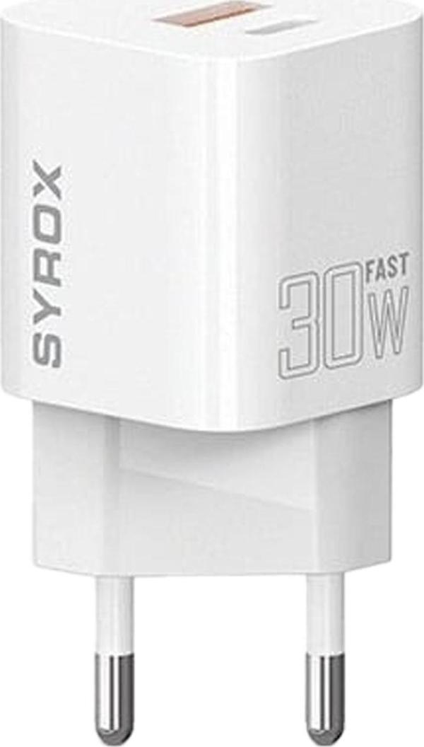 Syrox PDQ30B 30W PD QC 4.0 1xUSB-A + 1xType-C Port Çıkışlı Şarj Cihazı - Beyaz - Image 1