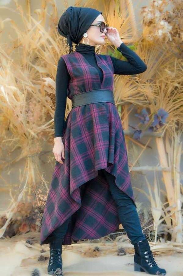 Bordo Ekoseli Yelek - Image 1