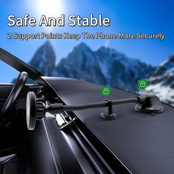 Premium 360° Dönebilen Esnek Destek Ayaklı Vantuzlu Teleskopik Klipsli Telefon Tutacağı CH-0014 - Image 1