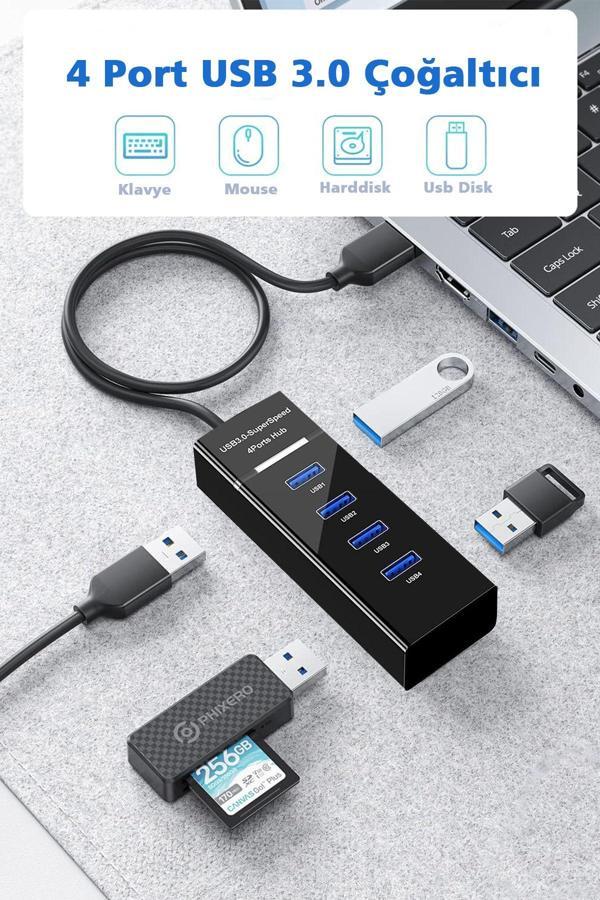 Usb Girişli 4 Portlu  Usb Çoklayıcı Usb Çoğaltıcı Usb Hub Usb 3.0 Laptop Notebook Desktop Pc Uyumlu - Image 1