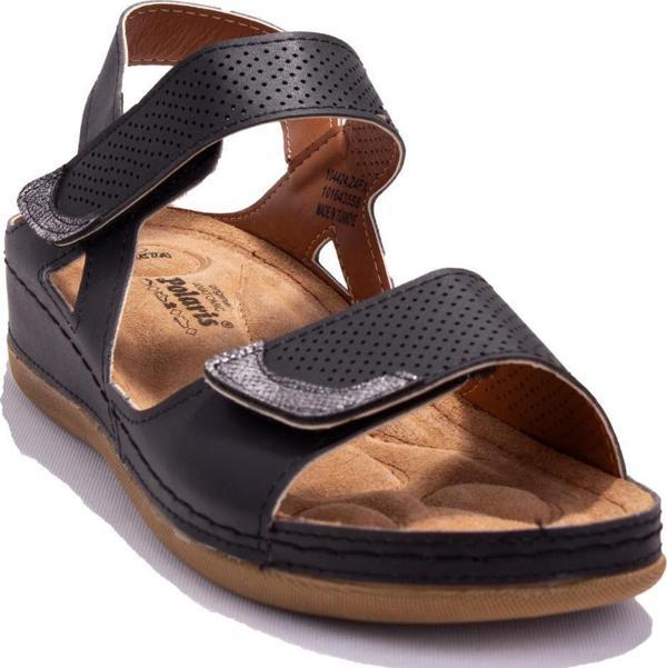 Polaris 104424 Siyah Ortopedik Günlük  Kadın Sandalet - Image 1