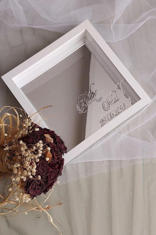 Verda Çerçeve 25X25 Cm Verda Anı Gümüş Zeminli Çerçevesi-7 Cm Derinlikli Anı Çerçevesi Gül Kutusu - Image 1