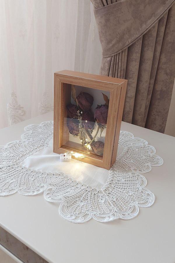 Verda Çerçeve 15X20X5 Cm Dikey Ledli Anı Çerçevesi! Yeni Moda Çiçek Anı Çerçevesi! İsteme Çiçeği Derin Gül Kutusu - Image 1