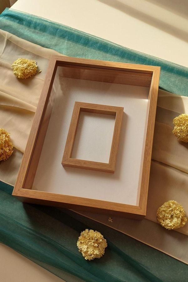 Verda Çerçeve 30X40 Cm Ledsiz Bambu Renkli Fotoğraf Bölümlü Tasarım Gül Kutusu Anı Çerçevesi! Isimsiz - Image 1