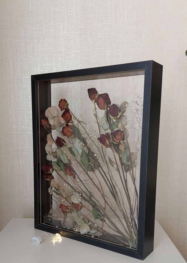 Verda Çerçeve Ledli 40X50 Cm Çift Yönlü Derin Gül Çerçevesi! Gelin Buketi Çerçevesi! - Image 1