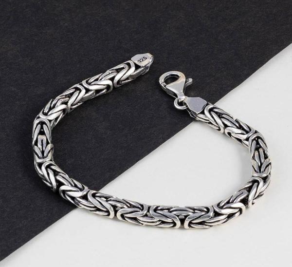 Gümüş Pazarım 925 Ayar Gümüş 5 Mm Kral Erkek Bileklik - Image 1