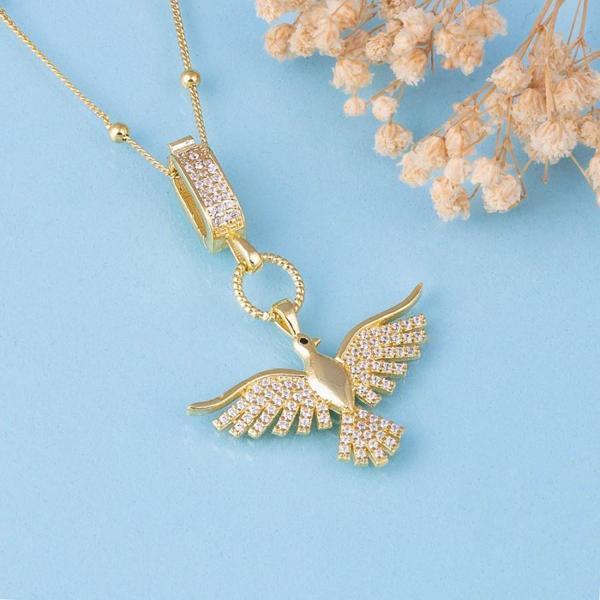 Gümüş Pazarım Altın Kaplama 925 Ayar Gümüş Top Zincirli Anka Kuşu Kolye - Image 1