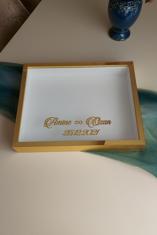 Verda Çerçeve 40X50 Cm Gold Pleksi Kaplı Yatay Derin Gül Anı Çerçevesi! Gül Kutusu - Image 1