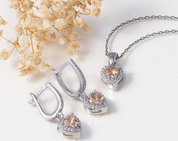 Gümüş Pazarım Zultanit Taşlı Kalp Gümüş Set - Image 1