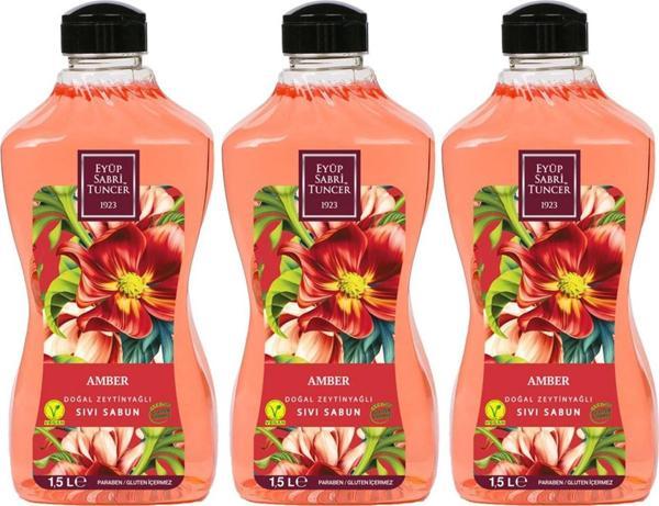Eyüp Sabri Tuncer Doğal Zeytinyağlı Sıvı Sabun Amber 1.5 litre Pet Şişe x 3 Adet - Image 1
