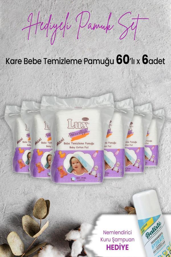 Lux Kare Bebe Temizleme Pamuğu 60' lı x 6 Adet ve Hediyeli - Image 1