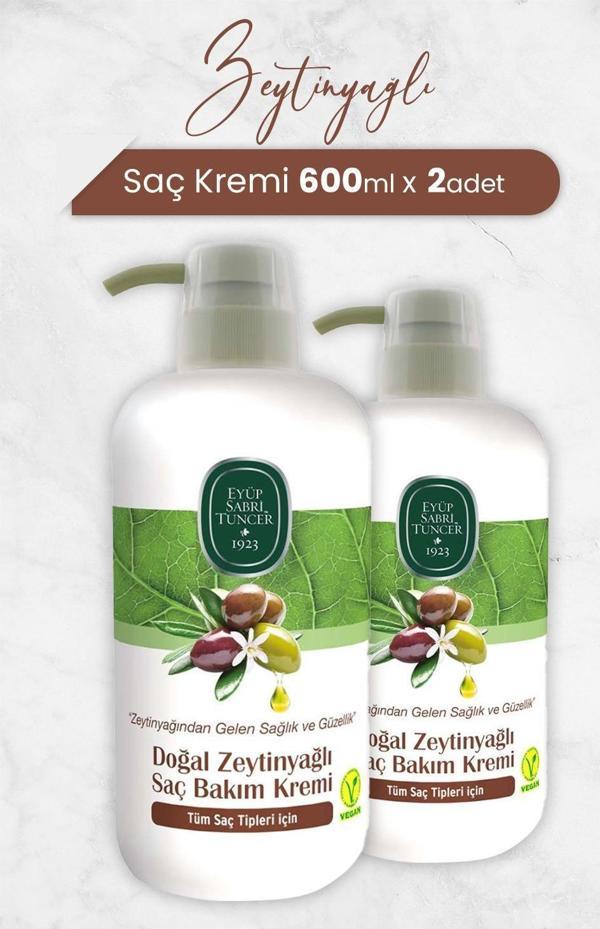 Eyüp Sabri Tuncer Doğal Zeytinyağlı Saç Kremi 600 ml x 2 Adet - Image 1