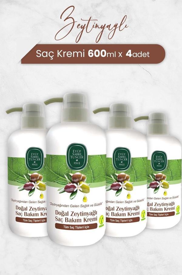 Eyüp Sabri Tuncer Doğal Zeytinyağlı Saç Kremi 600 ml x 4 Adet - Image 1