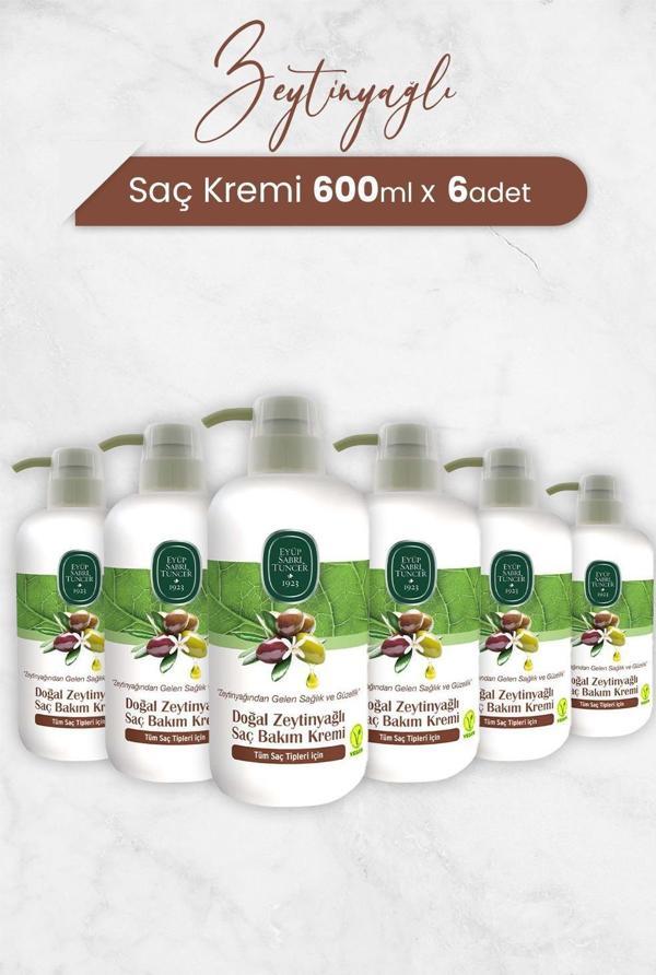 Eyüp Sabri Tuncer Doğal Zeytinyağlı Saç Kremi 600 ml x 6 Adet - Image 1