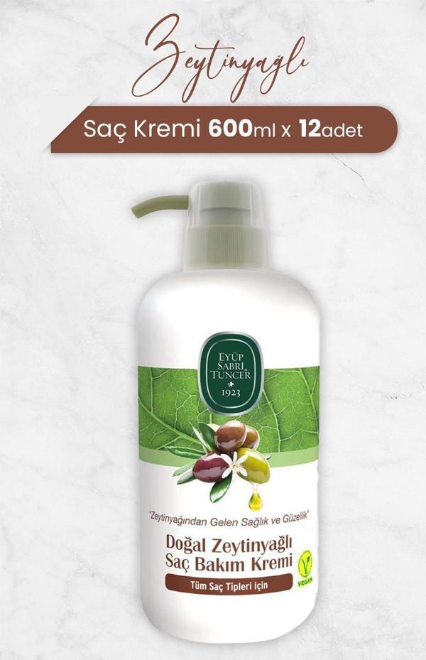 Eyüp Sabri Tuncer Doğal Zeytinyağlı Saç Kremi 600 ml x 12 Adet - Image 1