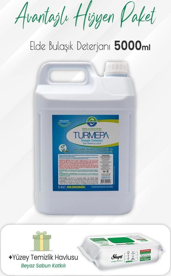 Turmepa Elde Yıkama Bulaşık Deterjanı 5 Litre ve Easy Yüzey Temizlik 100' lü - Image 1