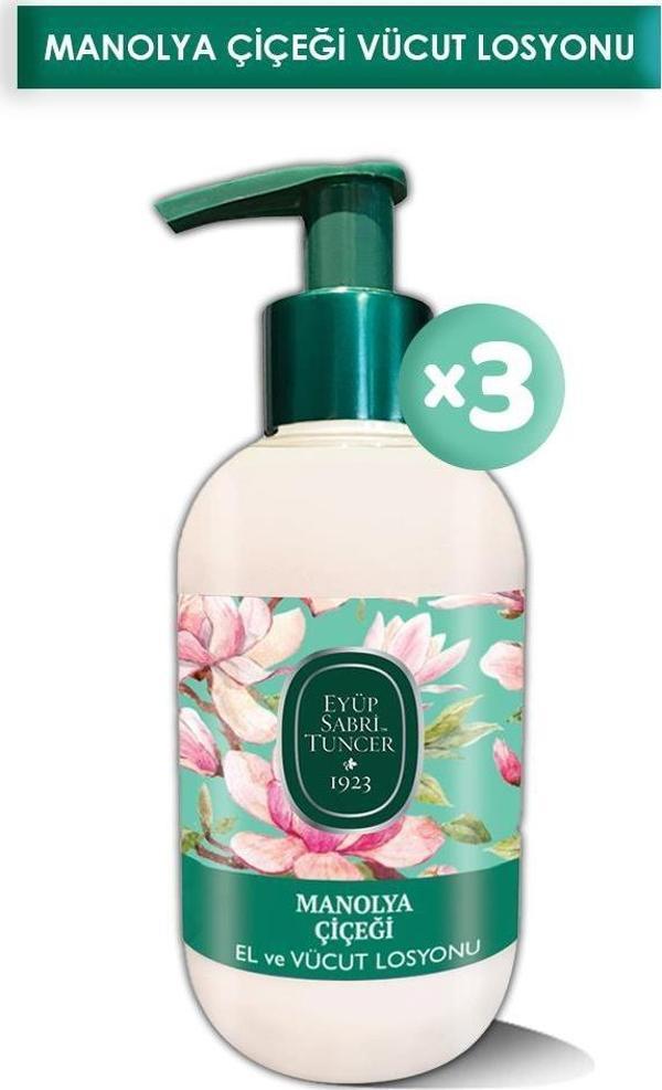 Eyüp Sabri Tuncer Manolya Çiçeği El ve Vücut Losyonu 280 ml x 3 - Image 1