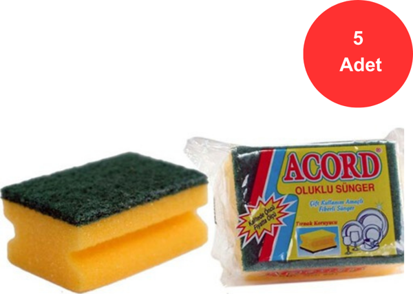 Acord Oluklu Bulaşık Süngeri 5 Adet - Image 1