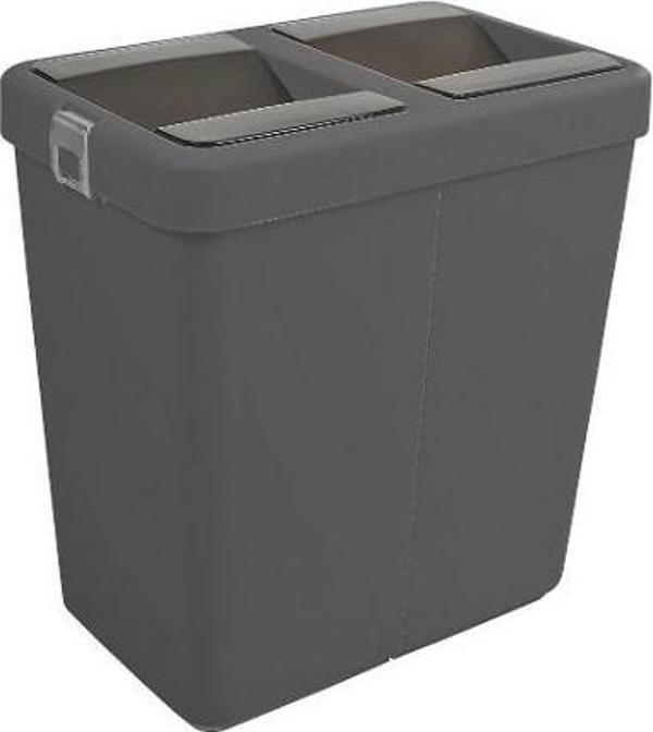 Motek 80 Litre Hassas Kapaklı Çift Gözlü Geri dönüşüm Çöp Kovası - Image 1