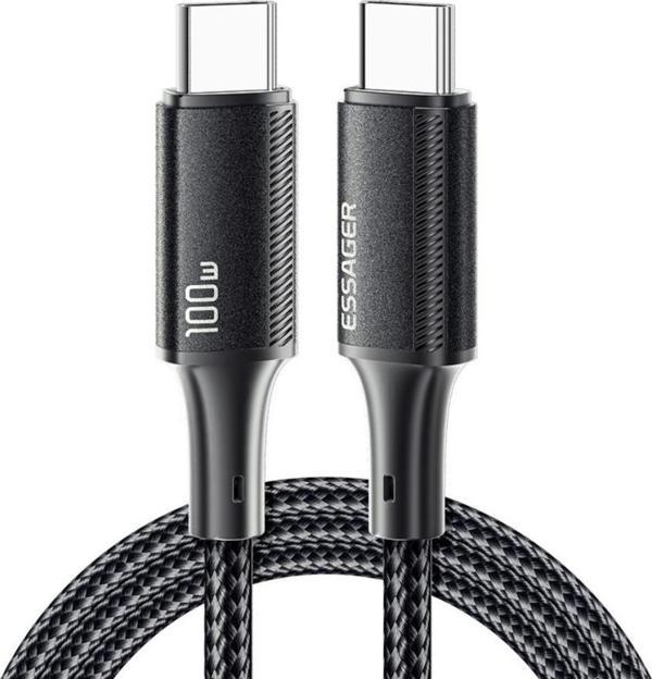 Essager 3 Metre PD 100W Süper Hızlı Type C To Type C Şarj Data Kablosu, E-marker Çipli Akıllı Şarj Kablosu - Image 1