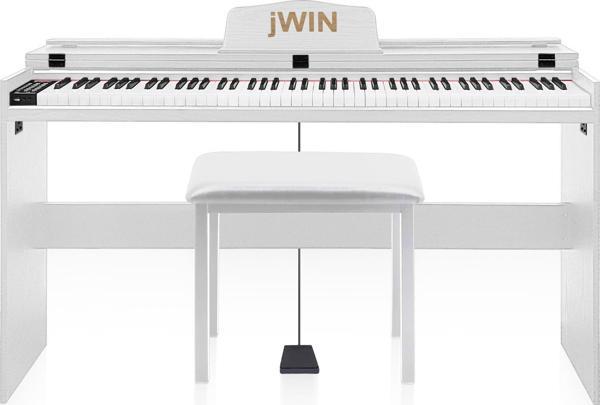 Jwin SDP-92 Tuş Hassasiyetli 88 Tuşlu Kapaklı Dijital Piyano + Tabure - Beyaz - Image 1