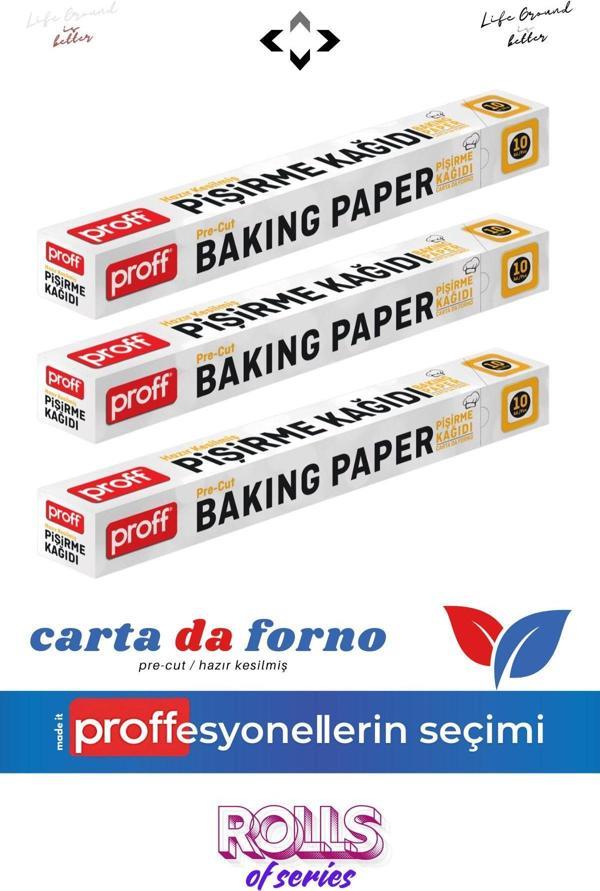 Liground Proff 3 X Carta Da Forno Hazır Kesilmiş Fırın Pişirme Kağıdı 10'Lu 3 Paket Rolls Of Series - Image 1