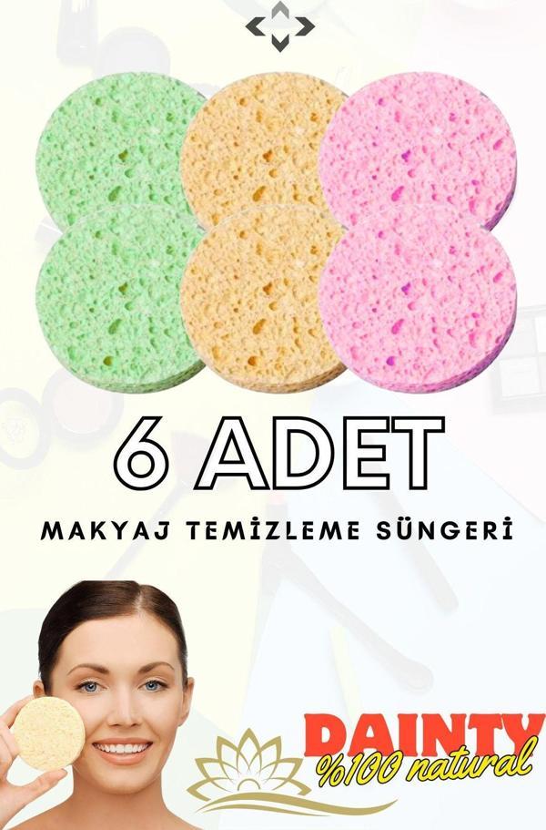 Liground Dainty 6 Adet Yüz Temizleme Süngeri Makyaj Temizleme Süngeri %100 Natural - Image 1