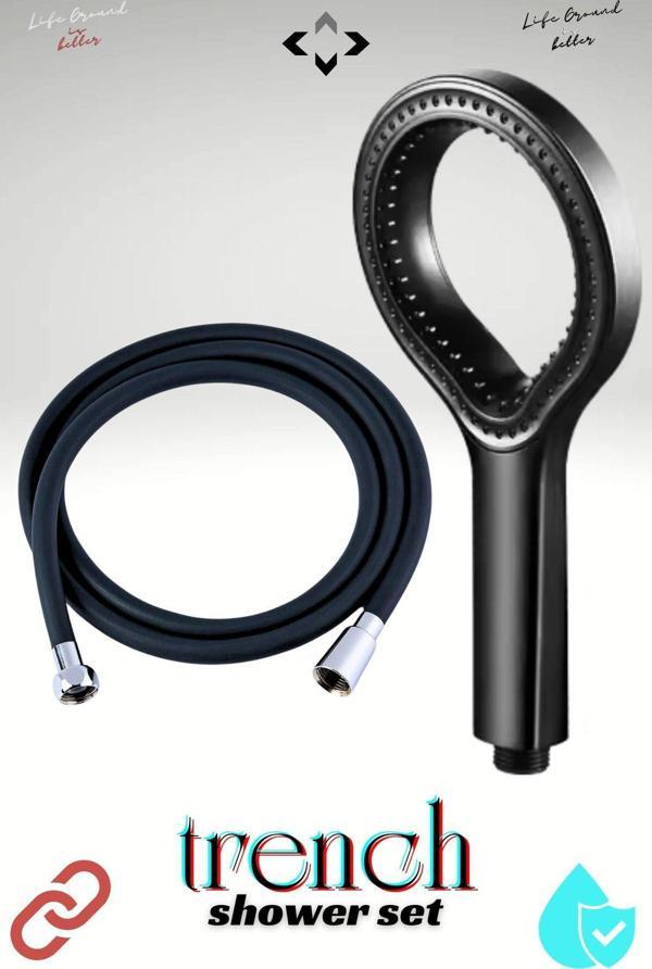 Liground Trench Abs Shower Set Damla Basınçlı Tasarruflu Duş Başlığı Silikon Duş Hortumu Duş Seti - Image 1