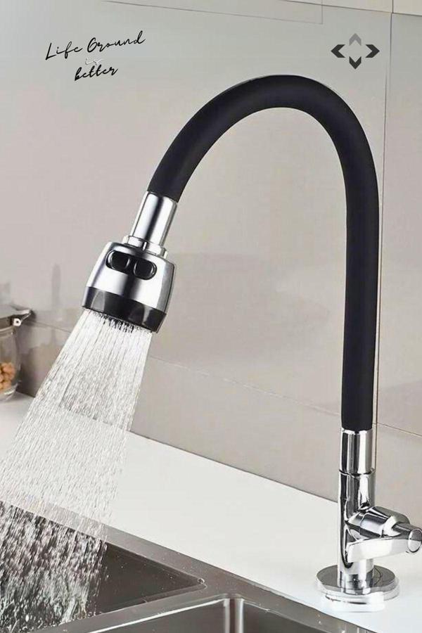Liground Siyah Silikon Oynar Başlıklı Musluk Başlığı Luxury 2 Fonksiyonlu Musluk Hortumu Kubar Musluk Borusu - Image 1