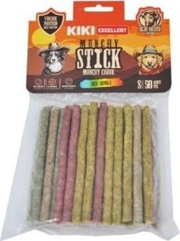 Kiki Excellent İnce Munchy Sığır Derisinden Çubuk Kemik Köpek Ödülü 50 Adet Renkli - Image 1