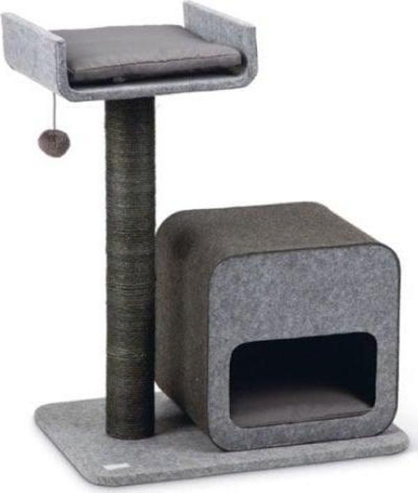 Beeztees Oyun Evi Kedi Tırmalama Direği 60x40x77 Cm Gri - Image 1