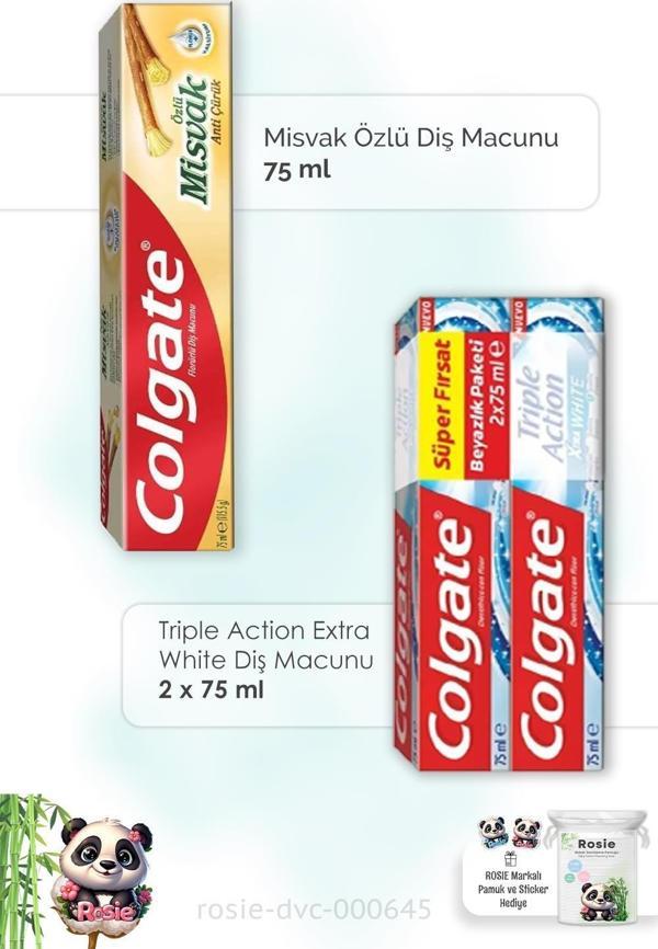 Colgate Misvak Özlü  75 ml, Triple Action Extra White 2 x 75 ml Diş Macunu ve ROSIE - Image 1