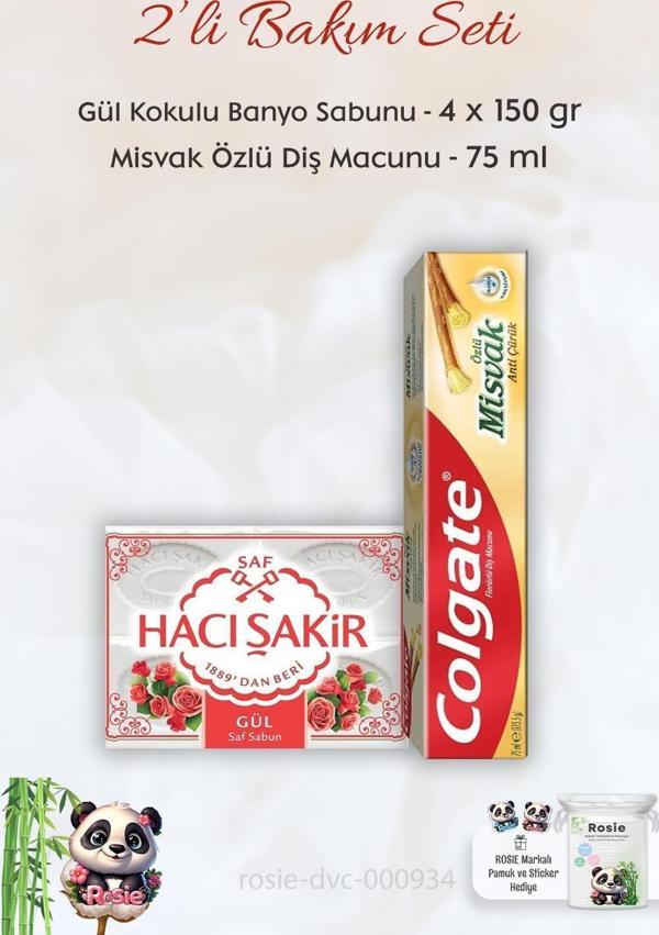 Colgate Misvak Özlü Diş Macunu 75 ml, H. Şakir Gül Kokulu Banyo Sabunu 4 x 150 gr ve ROSIE - Image 1
