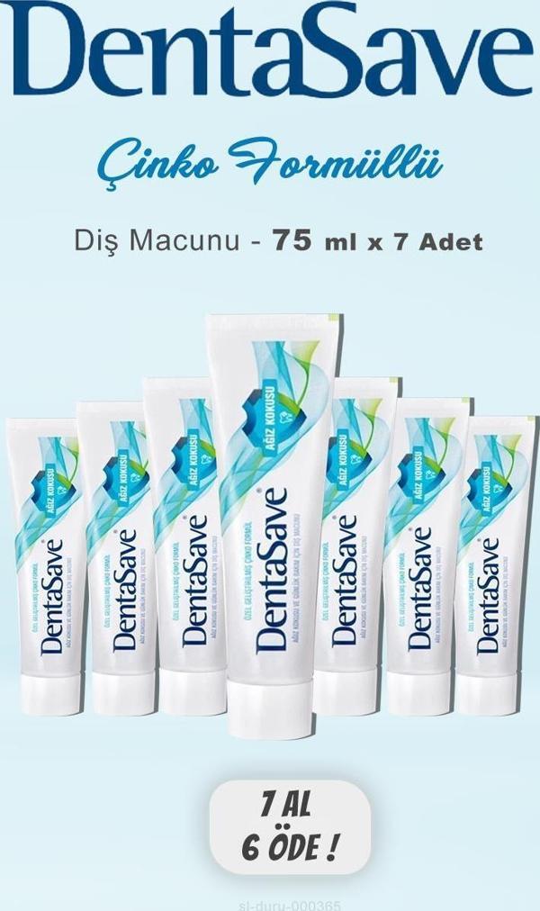 DentaSave Diş Macunu 7 AL 6 ÖDE Çinko Formüllü Ağız Kokusu 75 ml ve Kulak Çubuğu - Image 1