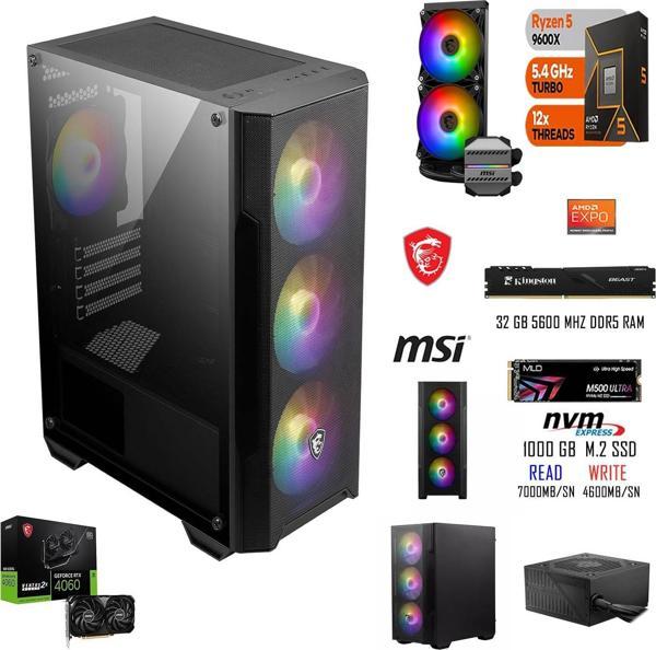 AMD RYZEN 5 9600X 32 GB RAM 1 TB SSD RTX 4060 SIVI SOĞUTMA MSİ GAMİNG PC - Image 1