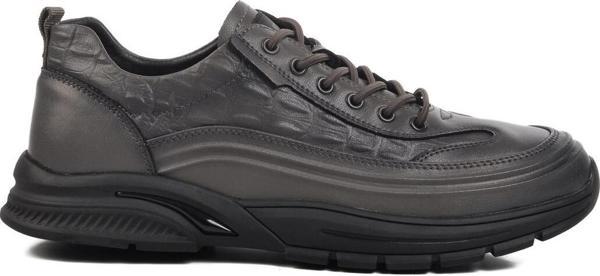 Gri Hakiki Deri Erkek Casual Ayakkabı 24K518 M - Image 1