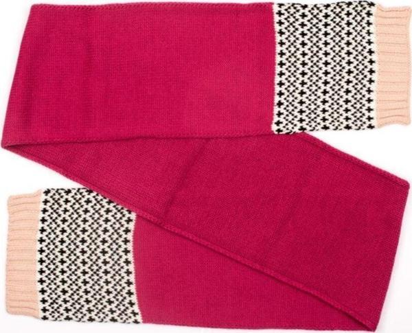 Çocuk Pompom Desenli Atkı Pembe Siyah Beyaz  - Image 1