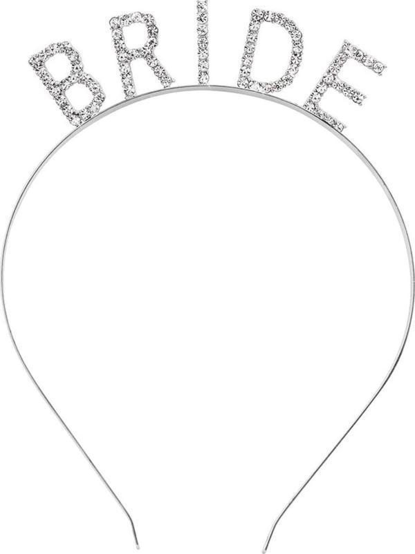 Gümüş Renk Bekarlığa Veda Kristal Taş Bride Tacı İthal 16x10 Cm - Image 1